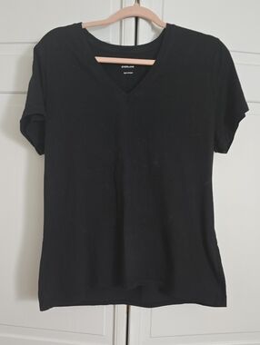 Everlane Black XL Women V-Neck Short Sleeve Tee